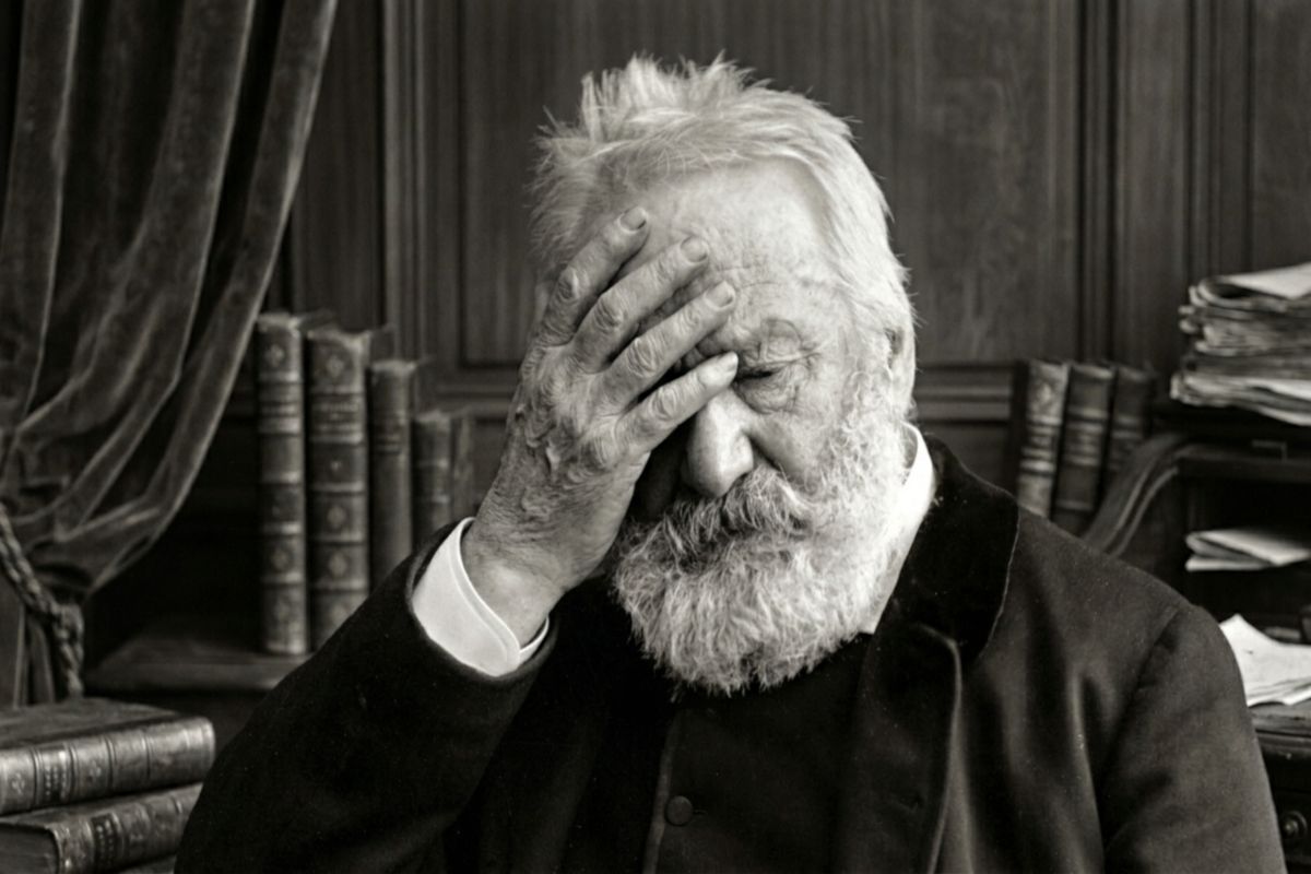 Image parodique de Victor Hugo faisant un Faceplam